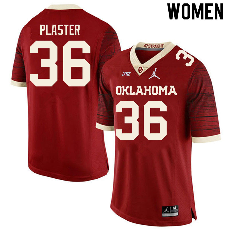 Women #36 Josh Plaster Oklahoma Sooners College Football Jerseys Sale-Retro